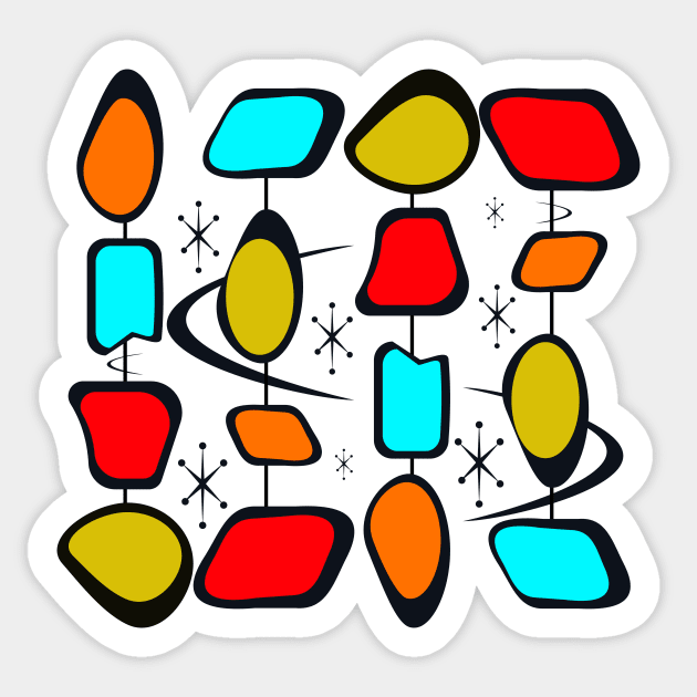 1950s inspired abstract design Sticker by pauloneill-art